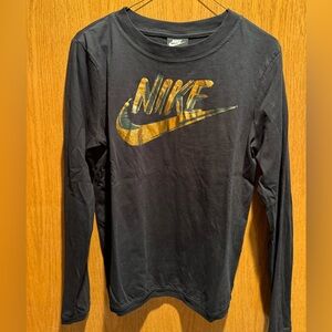 Nike Black Shirt with Metallic Gold Logo